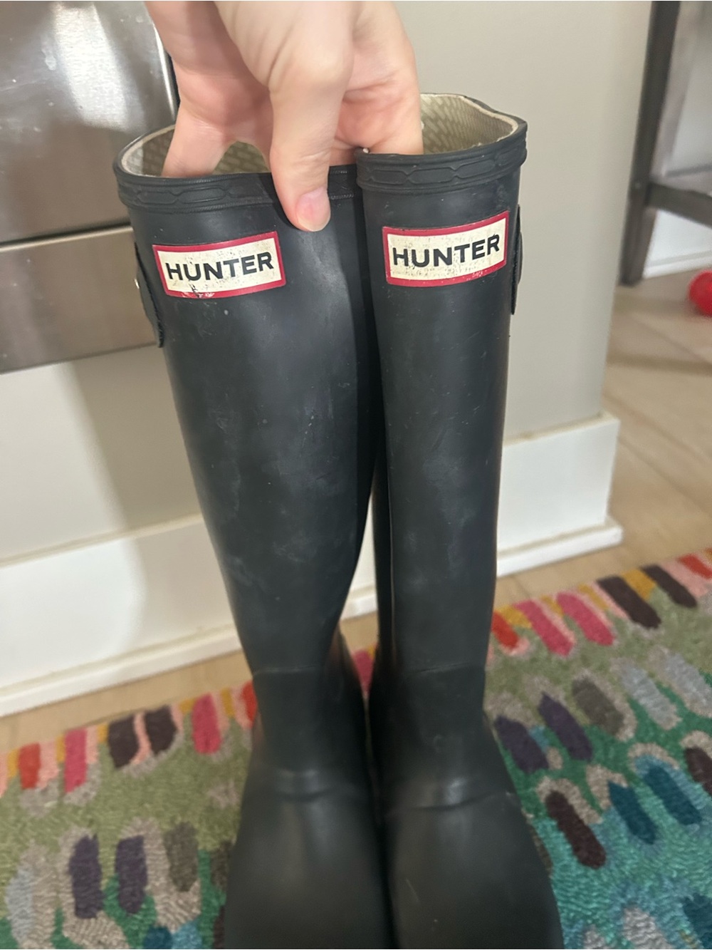 Hunter Black Tall Rain Boots - Picture 2 of 10